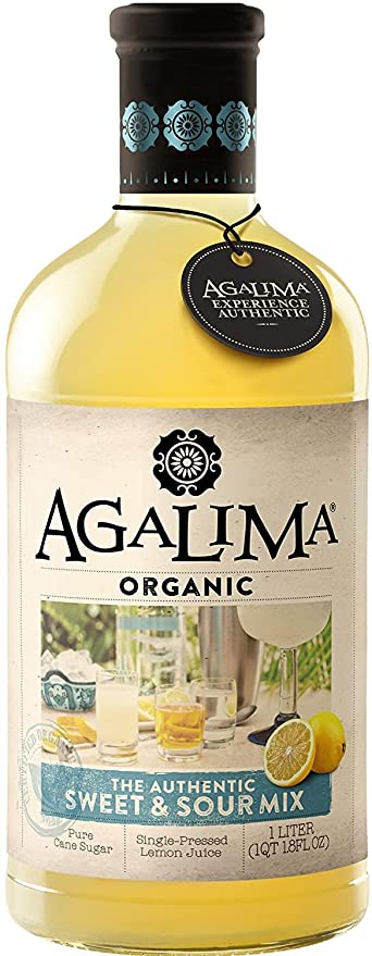 Agalima Authentic Organic Sweet & Sour Drink Mix, All Natural, 1 Liter (33.8 Fl Oz) Glass Bottle, Individually Boxed - 070491014015