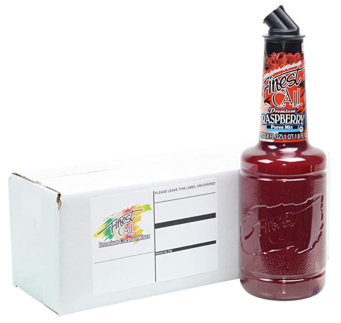 Finest Call Premium Raspberry Fruit Puree Drink Mix, 1 Liter Bottle (33.8 Fl Oz), Individually Boxed - 070491015197