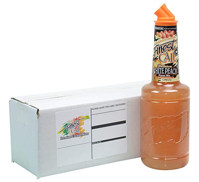  Finest Call Premium White Peach Fruit Puree Drink Mix, 1 Liter Bottle (33.8 Fl Oz), Individually Boxed  - 070491015685