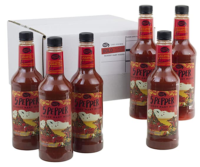  Master of Mixes 5 Pepper Extra Spicy Bloody Mary Drink Mix, Ready to Use, 1 Liter Bottle (33.8 Fl Oz), Pack of 6  - 070491062016