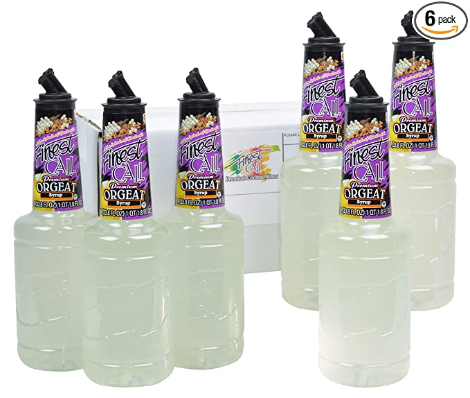 Finest Call Premium Orgeat Syrup Drink Mix, 1 Liter Bottle (33.8 Fl Oz), Pack of 6 - 045905399392