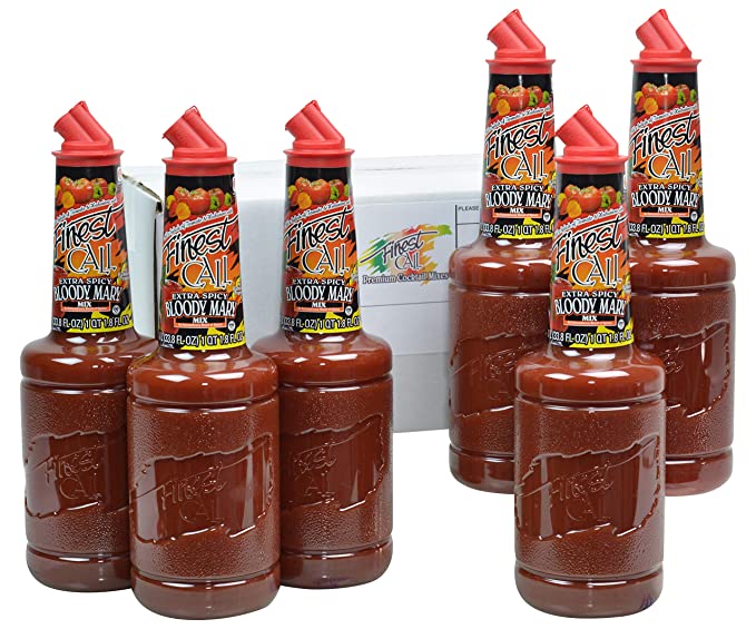  Finest Call Premium Extra Spicy Bloody Mary Drink Mix, 1 Liter Bottle (33.8 Fl Oz), Pack of 6  - 070491065260