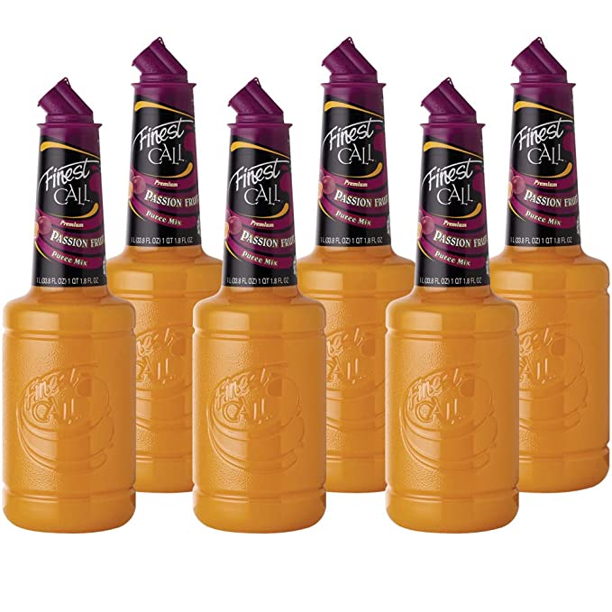 Finest Call Premium Passion Fruit Puree Drink Mix, 1 Liter Bottle (33.8 Fl Oz), Pack of 6 - 650905850950