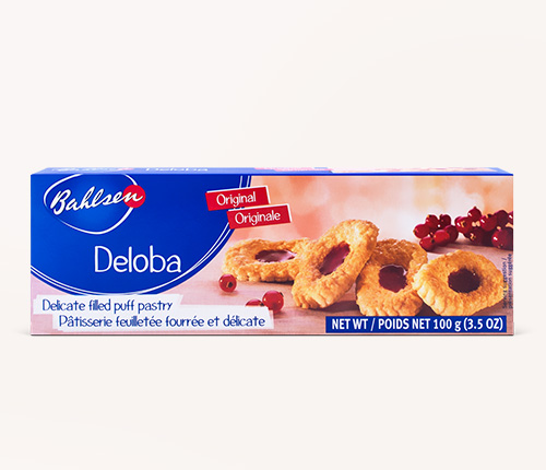  Bahlsen Deloba Red Currant Cookies (1 box) - Sweet & delicate, buttery puff pastries with light crispy layers and red currant filling - 3.5 oz box  - 070569139503