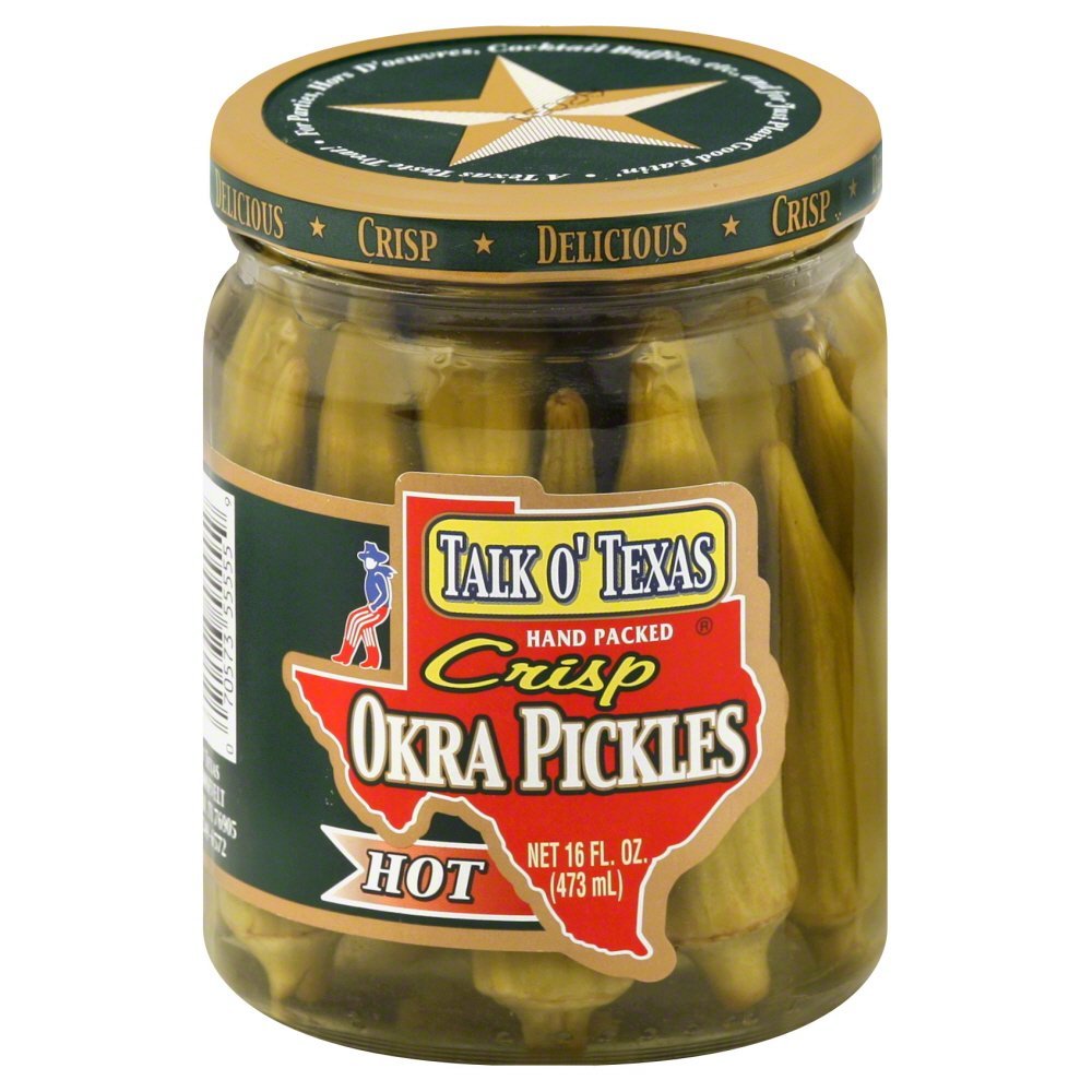 TALK O’ TEXAS: Crisp Hot Okra Pickles, 16 oz - 0070573555559