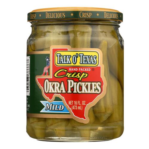 Talk O Texas - Crisp Okra Pickles - Mild - Case Of 12 - 16 Oz. - 0070573666668