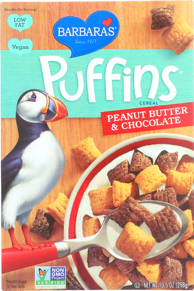 BARBARA’S: Puffins Cereal Peanut Butter and Chocolate, 10.5 oz - 0070617006399