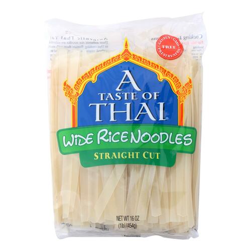 A Taste Of Thai Straight Cut Wide Rice Noodles - Case Of 6 - 16 Oz - 070650800831
