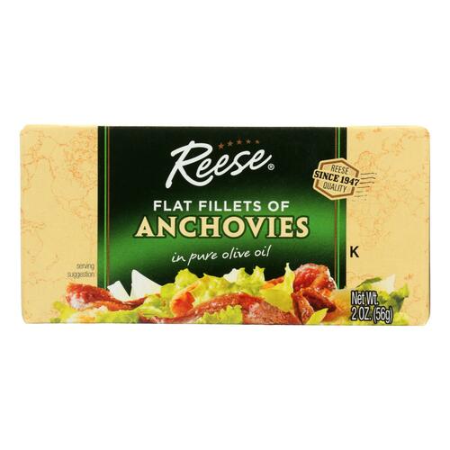Reese Anchovies - Flat Fillets - In Pure Olive Oil - 2 Oz - Case Of 10 - 070670006664