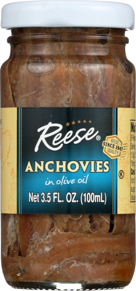 REESE: Flat Anchovies in Glass, 3.5 oz - 0070670010104