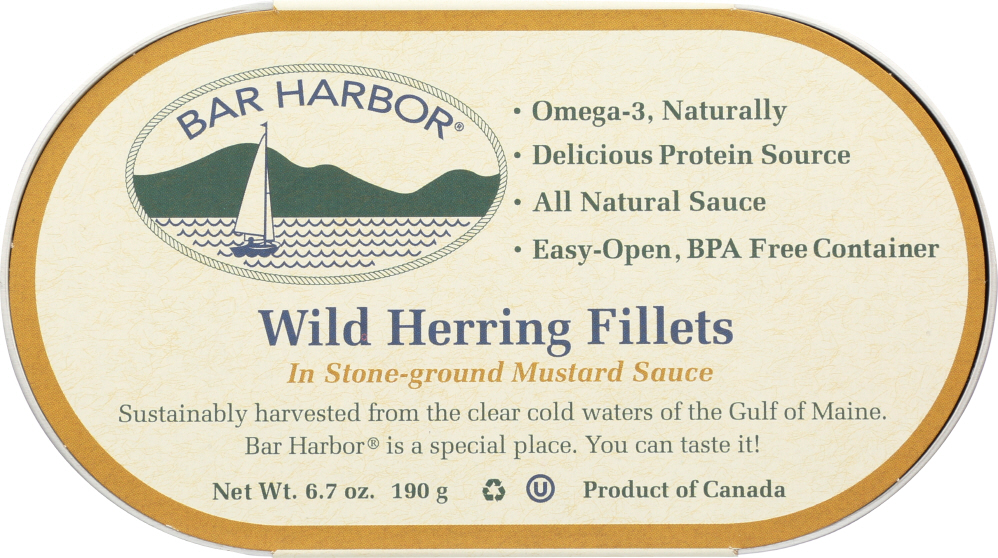 BAR HARBOR: Wild Herring Fillets In Stone-Ground Mustard Sauce, 6.7 oz - 0070718001194