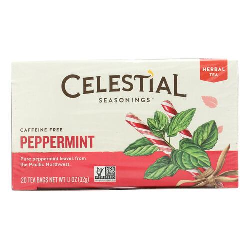 CELESTIAL SEASONINGS: Peppermint Herbal Tea Caffeine Free 20 Tea Bags, 1.1 oz - 0070734000089