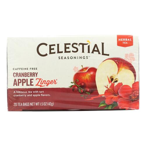Celestial Seasonings Herbal Tea Caffeine Free Cranberry Apple Zinger - 20 Tea Bags - Case Of 6 - oreo