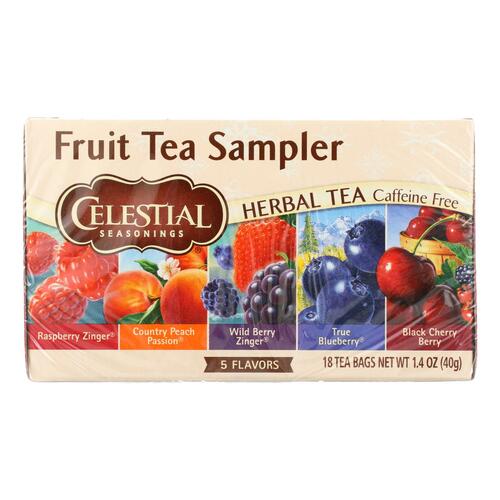 CELESTIAL SEASONINGS: Fruit Tea Sampler Herbal Tea Caffeine Free 18 Tea Bags, 1.4 oz - 0070734055003
