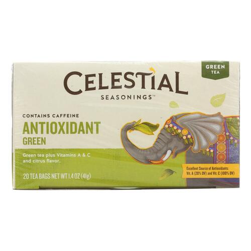 CELESTIAL SEASONINGS: Green Tea With White Tea Antioxidant Supplement 20 Tea Bags, 1.4 oz - 0070734070365