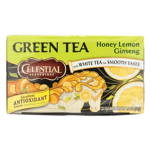 Celestial Seasonings Green Tea Honey Lemon Ginseng With White Tea - 20 Tea Bags - Case Of 6 - 070734070372