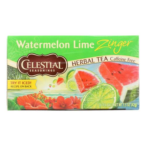 CELESTIAL SEASONINGS: Watermelon Lime Zinger Tea Pack of 20, 1.5 oz - 0070734529689