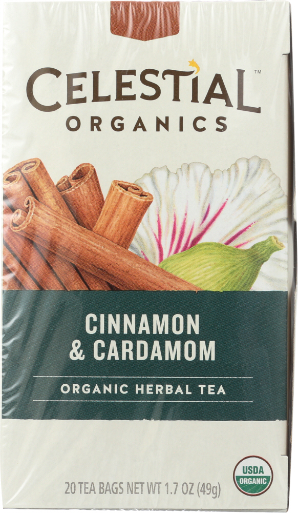 CELESTIAL SEASONINGS: Organic Herbal Tea Cinnamon & Cardamom Pack of 20, 1.7 oz - 0070734533587