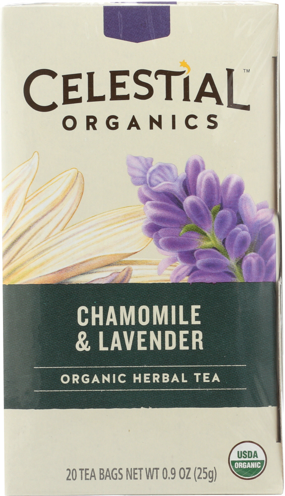CELESTIAL SEASONINGS: Organic Herbal Tea Chamomile & Lavender Pack of 20, 0.9 oz - 0070734533594