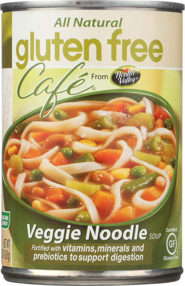 HEALTH VALLEY: Gluten Free Cafe, Veggie Noodle Soup, 15 oz (425 g) - 0070795035624