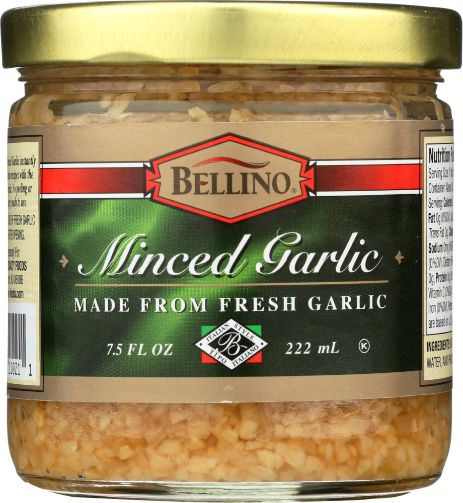 BELLINO: Minced Garlic Made From Fresh Garlic, 7.5 oz - 0070796210211