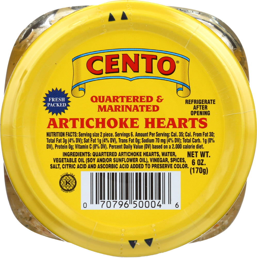 CENTO: Artichoke Hearts Quartered and Marinated, 6 oz - 0070796500046