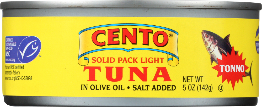 CENTO: Solid Packed Light Tuna In Pure Olive Oil, 5 oz - 0070796700514