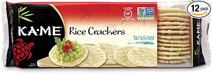 Ka-Me Gluten Free Rice Crackers, Wasabi, Non GMO Snacks, 3.5 Ounce (Pack of 12) - 070844001099