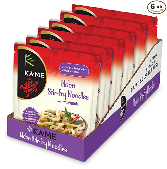 Ka-Me Stir Fry Noodles, Udon, Authentic Japanese Noodles, 14.2 Ounce (Pack of 6) - 070844705577