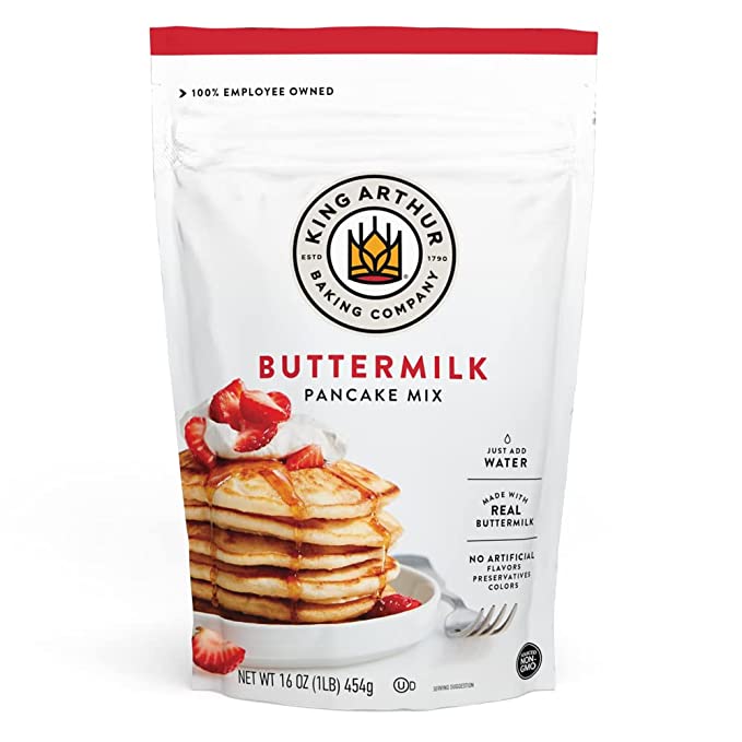 King Arthur Buttermilk Pancake Mix Just Add Water, Sourced Non-GMO, Certified Kosher, 16 Oz - 071012060092