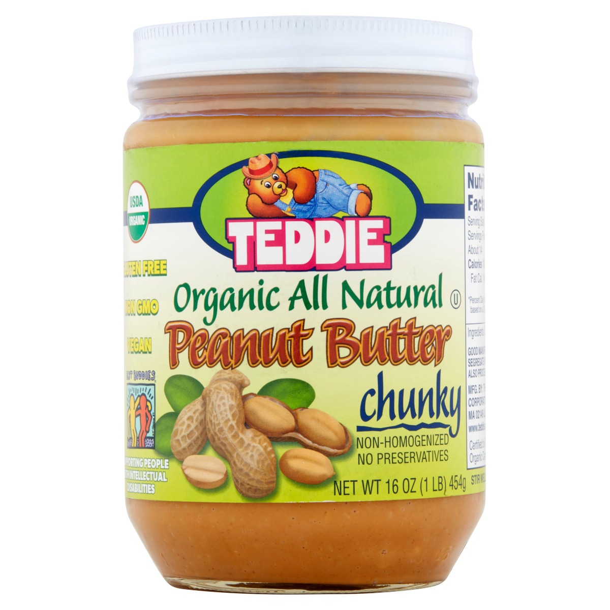 TEDDIE: Peanut Butter Chunky Organic, 16 oz - 0071018010763