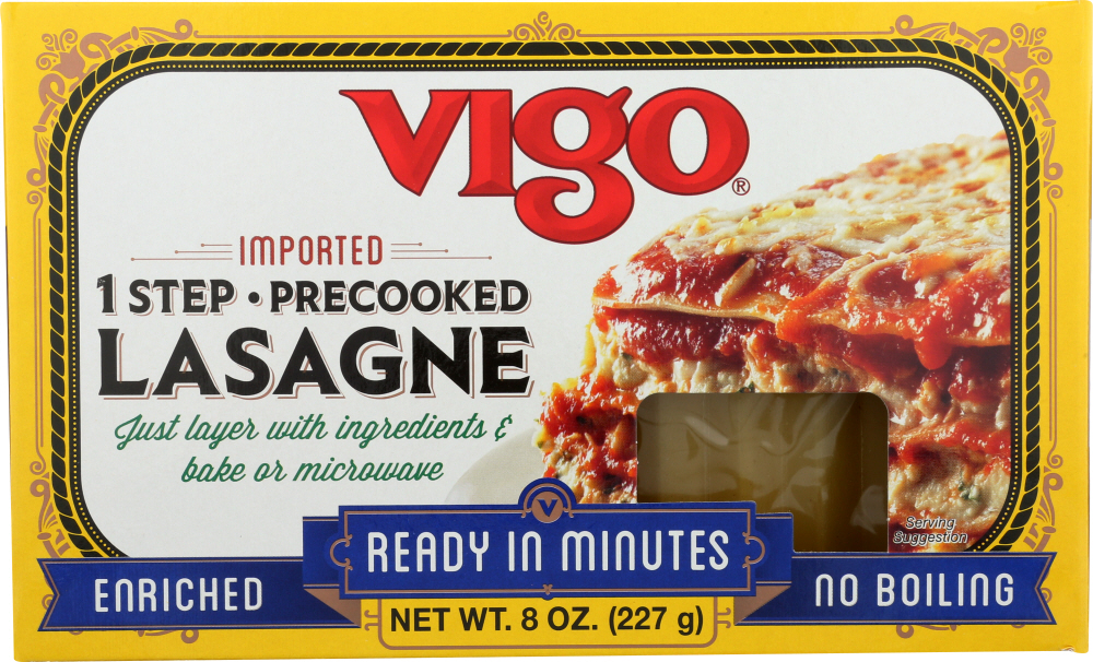 VIGO: Enriched 1 Step Lasagne Pasta Precooked, 8 oz - 0071072005408