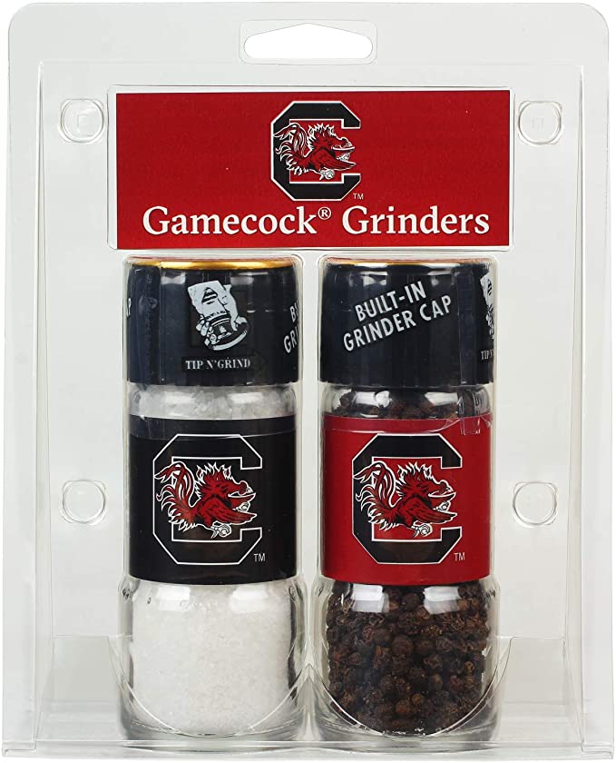 Alessi Collegiate Pride Pre-Filled Salt & Pepper Grinders, Built in Grinder Cap, Perfect for College Tailgating (University of South Carolina, 1 Pack) - 071072095089
