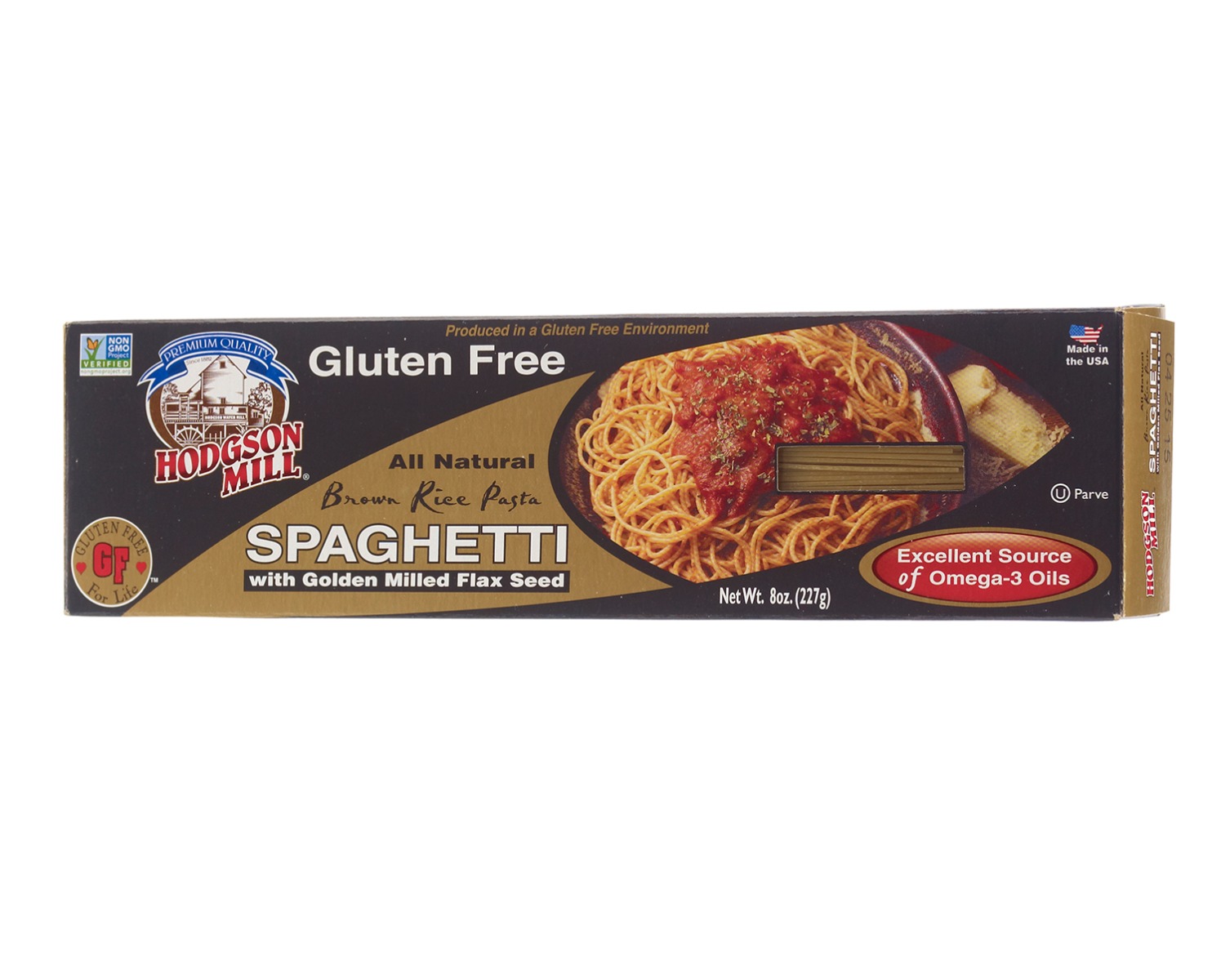 HODGSON MILL: Gluten Free Brown Rice Spaghetti with Golden Milled Flax Seed, 8 oz - 0071518000608