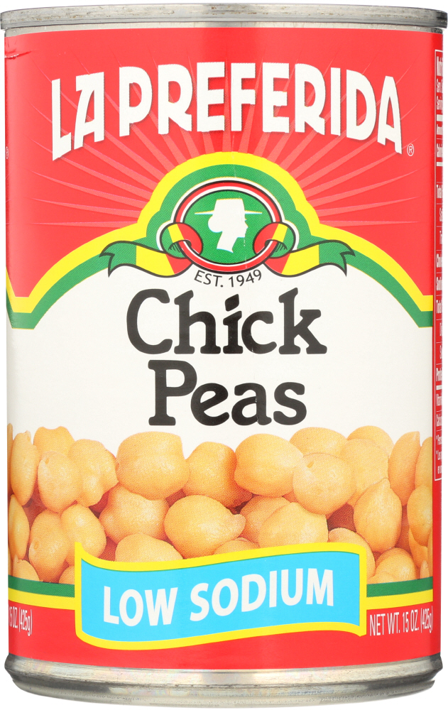 LA PREFERIDA: Low Sodium Chick Peas Beans, 15 oz - 0071524018499
