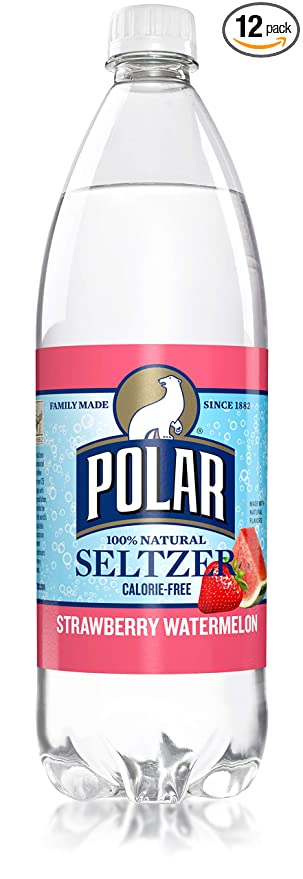  Polar Beverages Polar Seltzer Strawberry Watermelon, 33.8 Fluid Ounce (Pack of 12)  - 071537120752