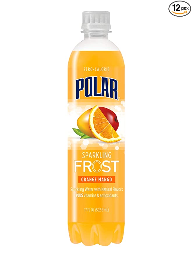  Polar Beverages Frost Sparkling Water, Orange Mango, 17 Fluid Ounce (Pack of 12)  - 071537142518