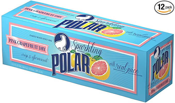  Polar Beverages Dry Juice, Pink Grapefruit, 12 Fluid Ounce (Pack of 12)  - 071537201635