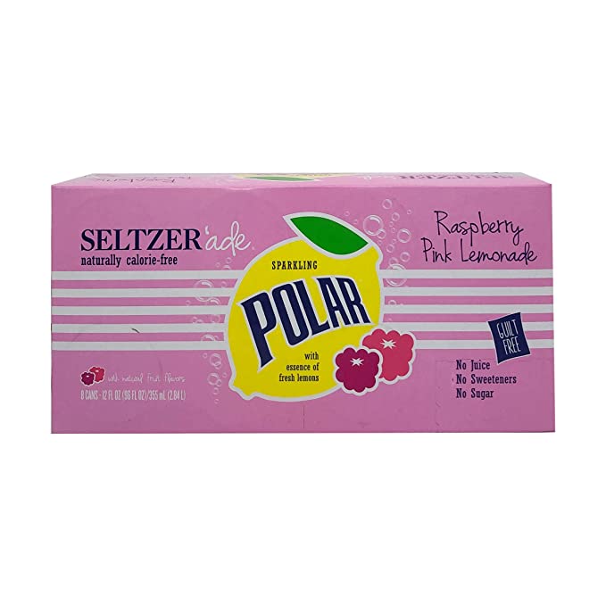 Polar Beverages Raspberry Pink Lemonade Seltzer'ade, 12 Fl Oz (Pack of 8) - 071537301649