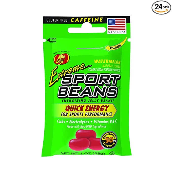 Jelly Belly Extreme Sport Beans, Caffeinated Jelly Beans, Watermelon Flavor, 24 Pack, 1-oz Each - 071567988742