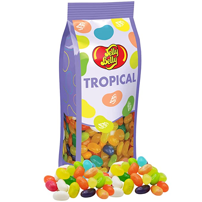  Jelly Belly Candy Company Tropical Mix Jelly Beans Gourmet Chewy Candies, Exotic Fruit Flavored Candy, Gluten Free Treat, 9.8 Ounce, multi  - 071570016418