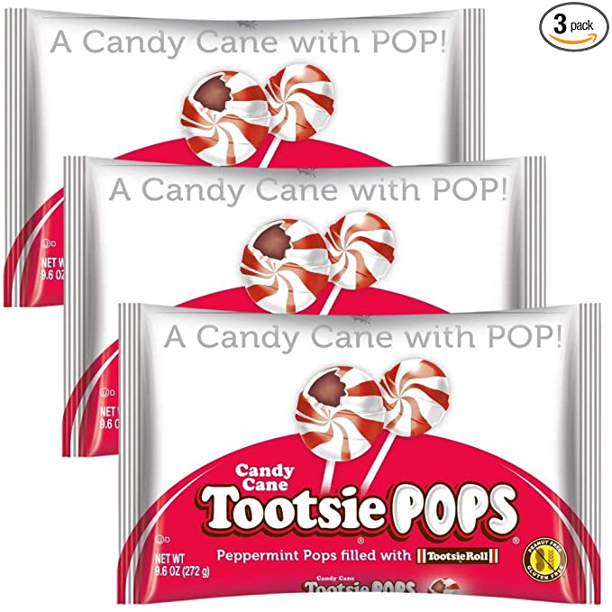 Tootsie, Pops, Peppermint Pops Filled With Tootsie Roll Candy Cane - 071720047507