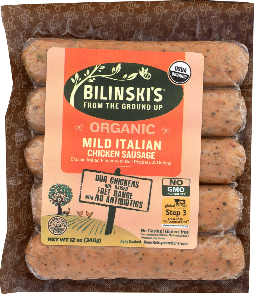 BILINSKIS: Organic Mild Italian Chicken Sausage, 12 oz - 0071728071153