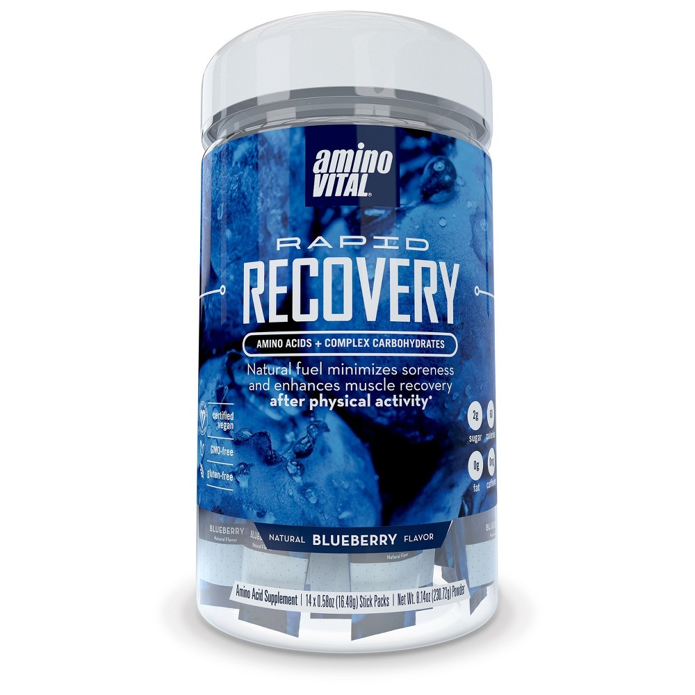 Amino Vital Rapid Recovery Amino Acids + Complex Carbohydrates - Natural Blueberry - 8.14oz, Adult Unisex - 071757606975