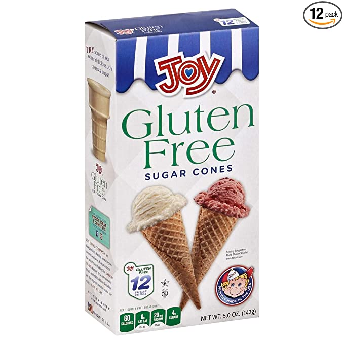  Joy Gluten-Free Sugar Ice Cream Cones, 5 Ounce, 12 Count (1 Box)  - 072092444123