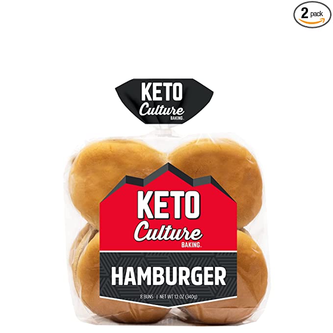 Keto Hamburger Buns by Culture Baking Made in USA,8 Count (Pack of 2) - hamburger