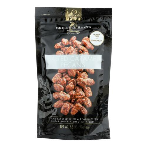 SQUIRREL BRAND: Salted Caramel Pecans Nut, 3.5 oz - 0072238660042