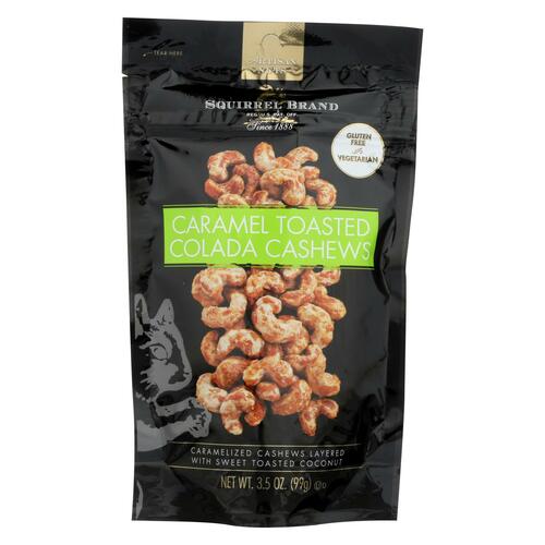 Squirrel Brand Caramel Toasted Colada Cashews - Case Of 6 - 3.5 Oz - caramel