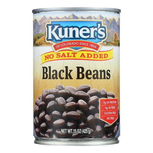 KUNER’S: Black Beans No Salt Added, 15 Oz - 0072273136137