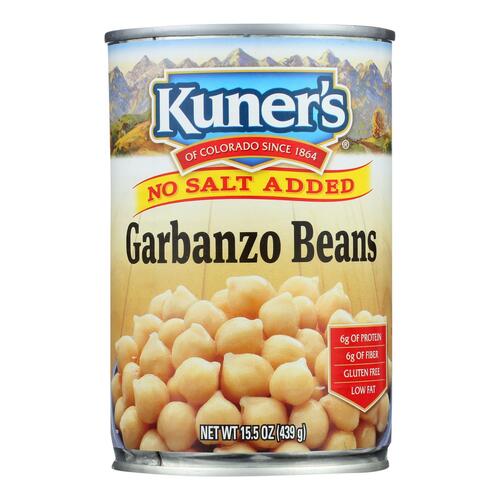 Kuner - Garbanzo Beans - No Salt Added - Case Of 12 - 15 Oz. - 072273138186